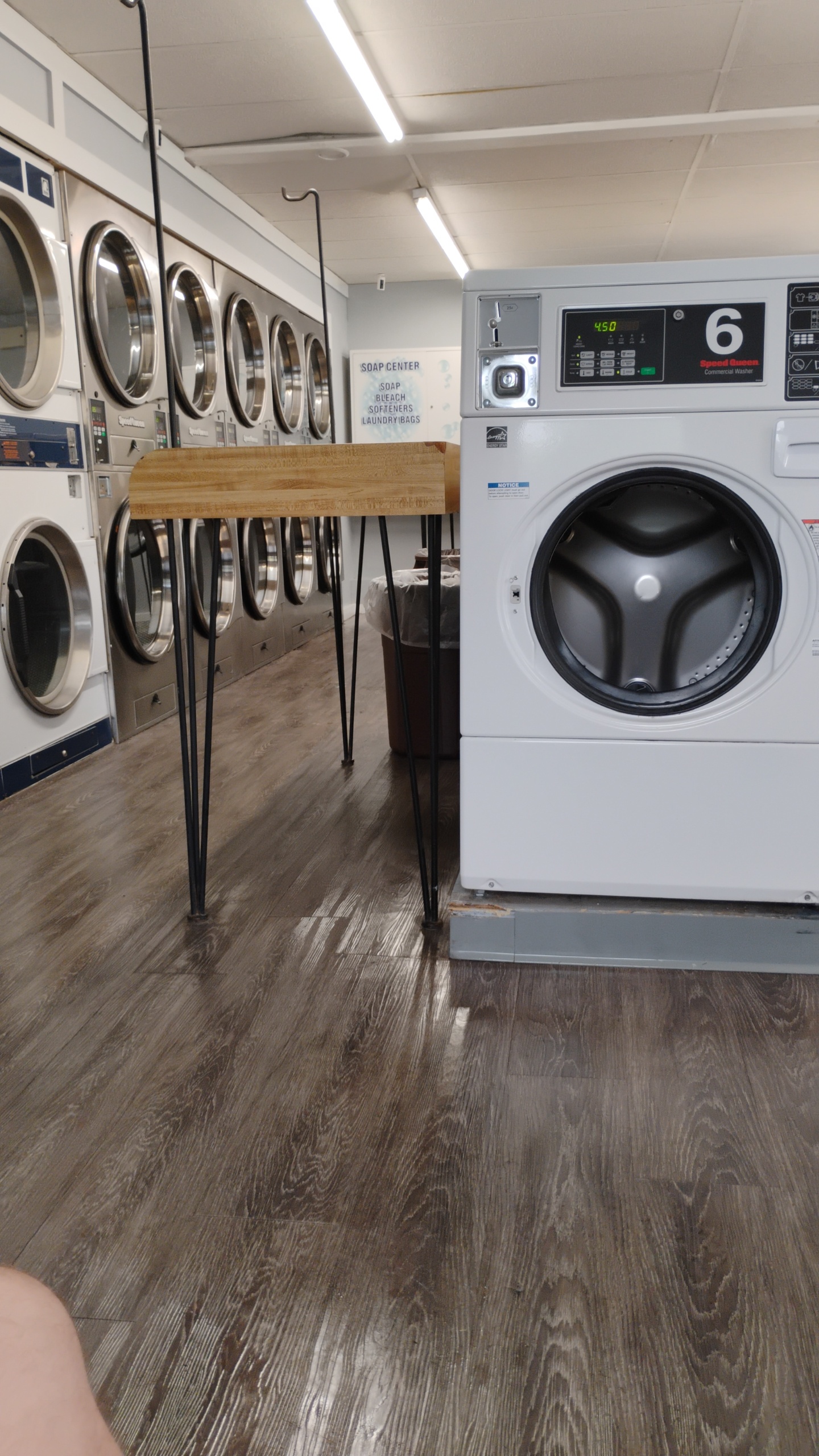 Large commercial washing machine at Monument Laundromat